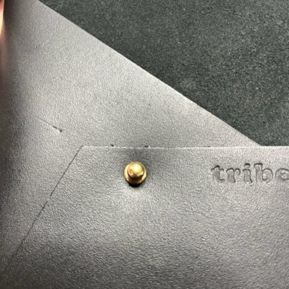 Tribe Alive Leather Envelope Black Clutch Wallet Pouch 8.5x6" - Picture 7 of 10